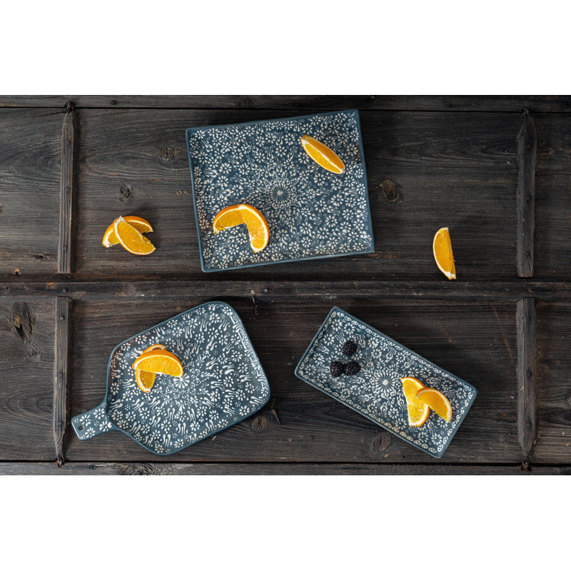 Coppermill Kitchen Hand Painted Ceramic Ceramic Tray, Gray