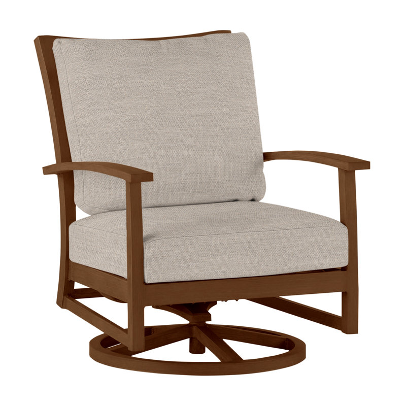 Charleston Patio Lounge Chair with Cushions, No Welt, Linen Dove, Charleston Aluminum #60 Oak