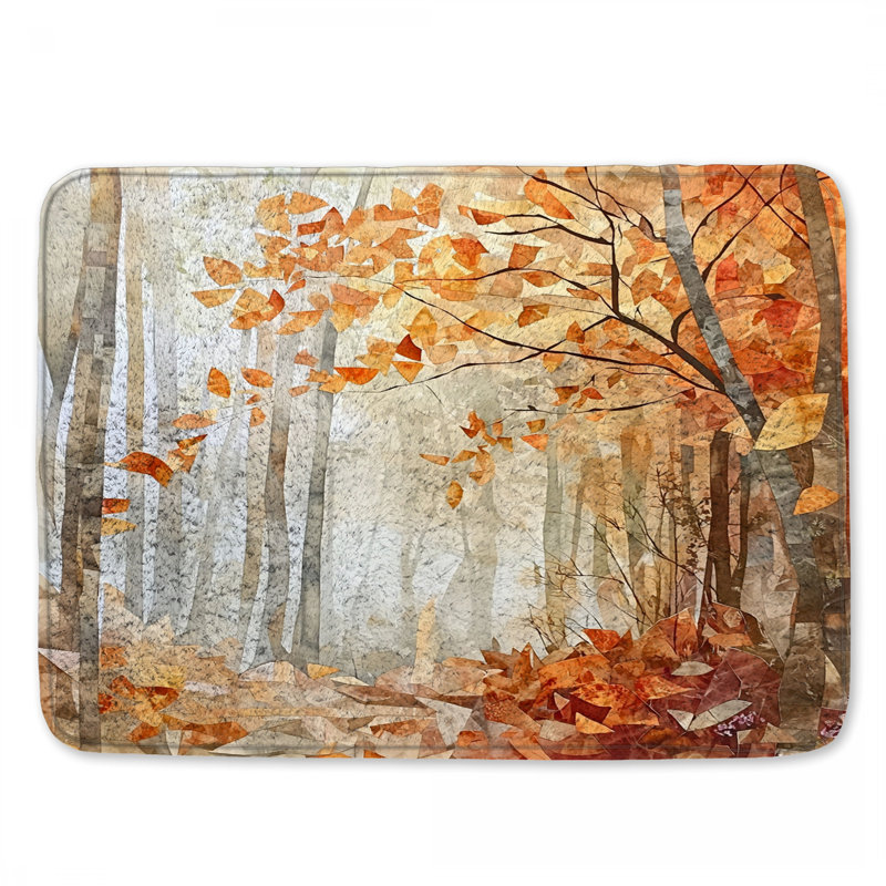 Autumn Forest Scene Bath Mat, L 24 po x L 17 po
