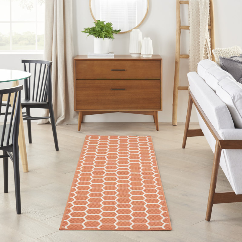 Tapis d'intérieur / extérieur géométrique Casie, Tapis de couloir 2 pi x 6 pi