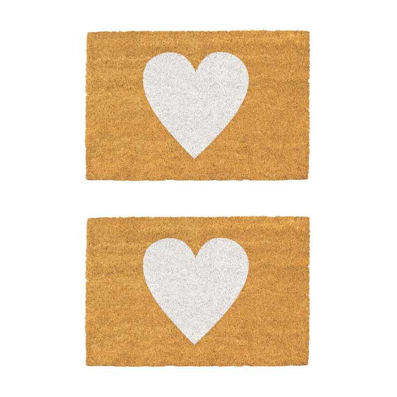 Nicola Spring - Coir Door Mat, 1.6cm H x 60cm L x 40cm W, Black, Set of 2