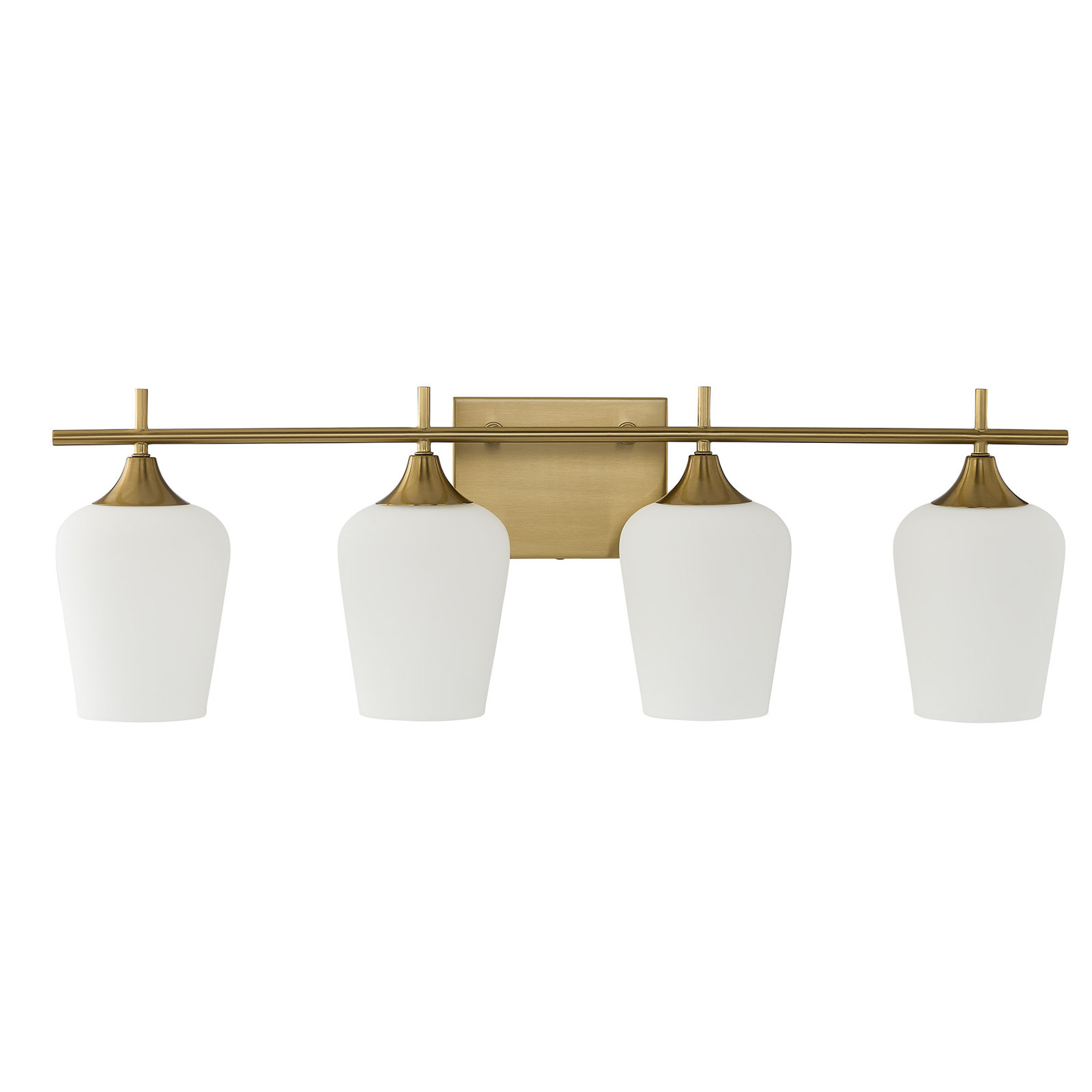 Breena 4-Light Dimmable Vanity Light, Warm Brass, White