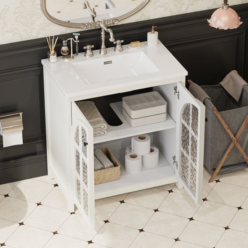 Meuble-lavabo simple 31 po avec comptoir, Blanc