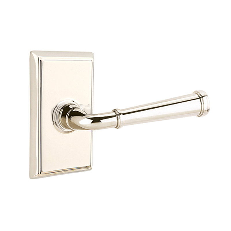 Merrimack Privacy (Bed & Bath) Door Lever with Rosette, Right, Polished Nickel