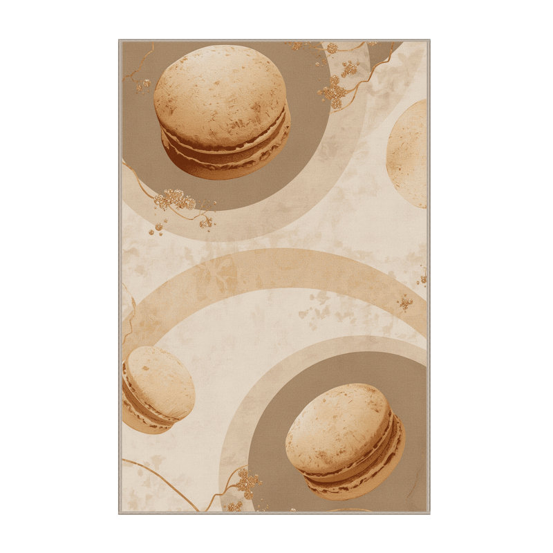 Tapis beige moelleux moelleux et moelleux de style Buschwick Macaron - reliure beige, 4 x 2