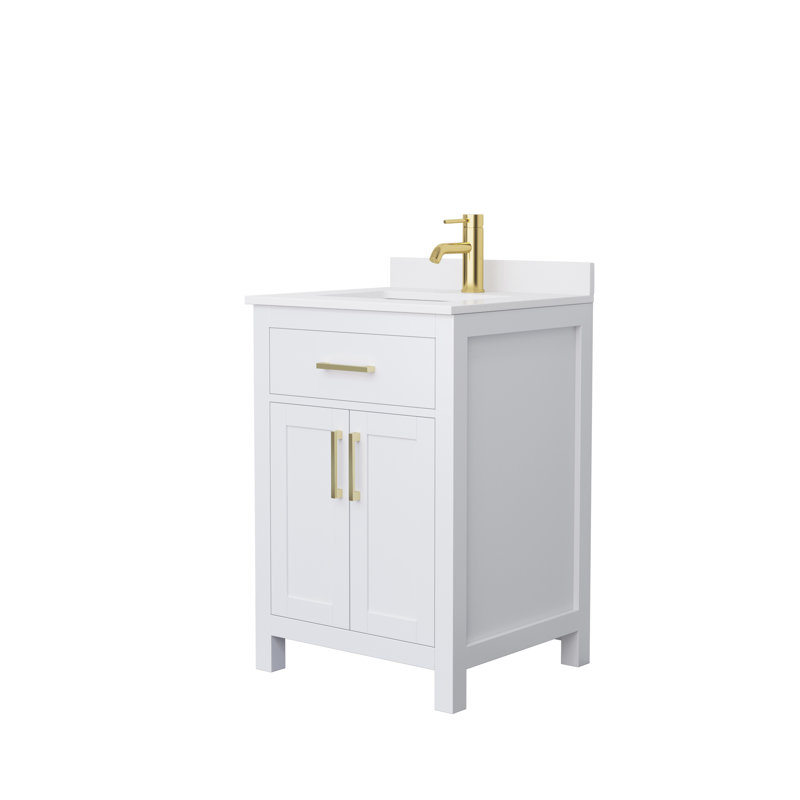 Beckett 24-Inch White Marble Top Single Sink Vanity