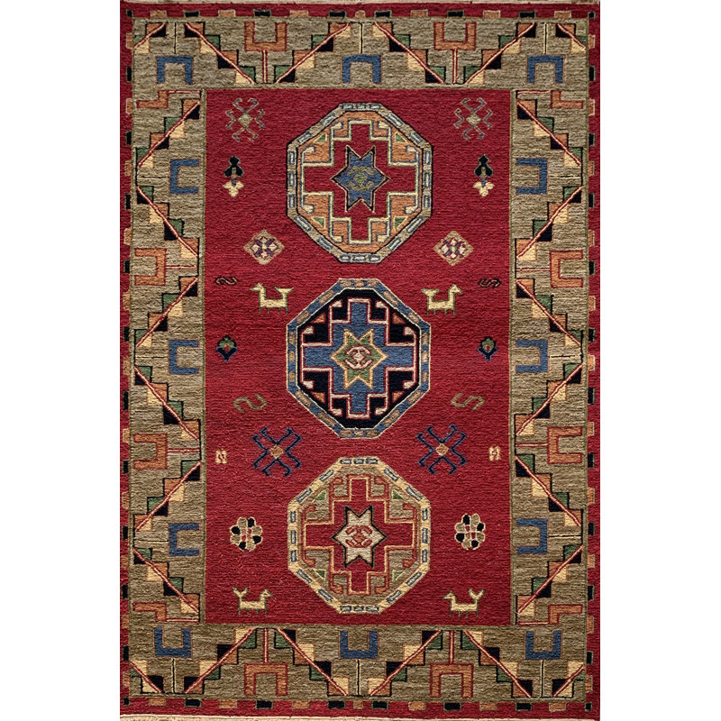 KAZAK 4 RED, Rectangle 3' x 5'
