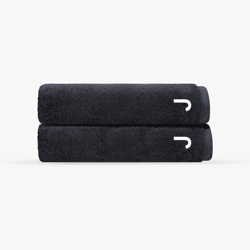 Monogrammed Cloer 2 pcs Turkish Bath Towels Set, J, Anthracite, Bath Towels  - 2 Pack