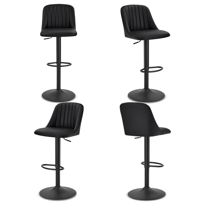Swivel Upholstered Bar Stool, Black / Black