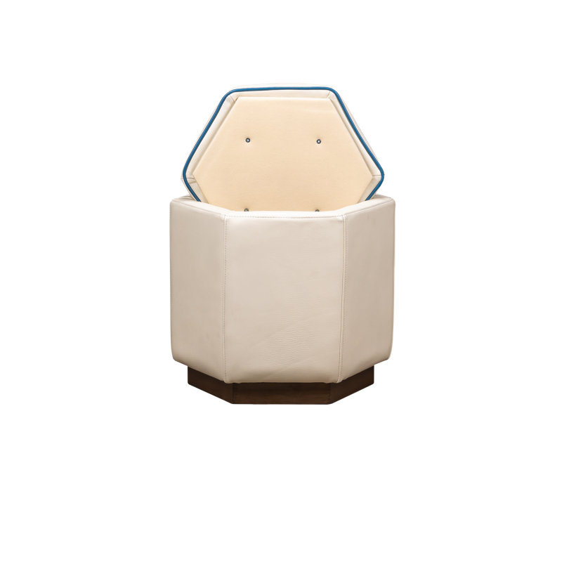 Chit Chat  Swivel Ottoman in Anniston Tangerine, Ashland Pearl/Blue
