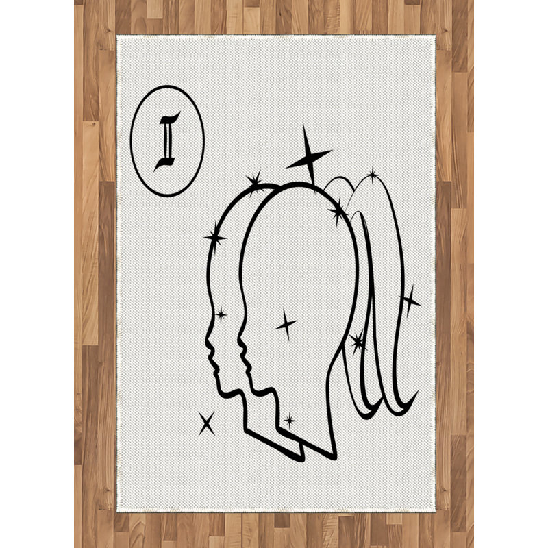 Tapis décoratif à fibres longues haute densité en polyester et coton Zodiac Gemini, Rectangle— 4 pi x 5 pi 8 po