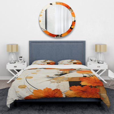 Ensemble de housse de couette Orange Floral Twilight Dream Abstract Collages I - Abstract Collages