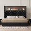 Luxueuse base de lit en velours avec rangement, port USB, design moderne