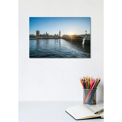 Sunset At The Westminster Bridge In London by Jan Becke - Wrapped Canvas Gallery-Wrapped Canvas Giclée