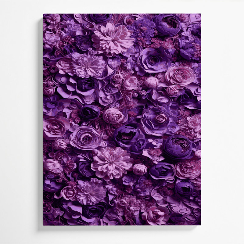 «Abstract Florals 78», art mural sur toile mauve, H 14 po x l 11 po