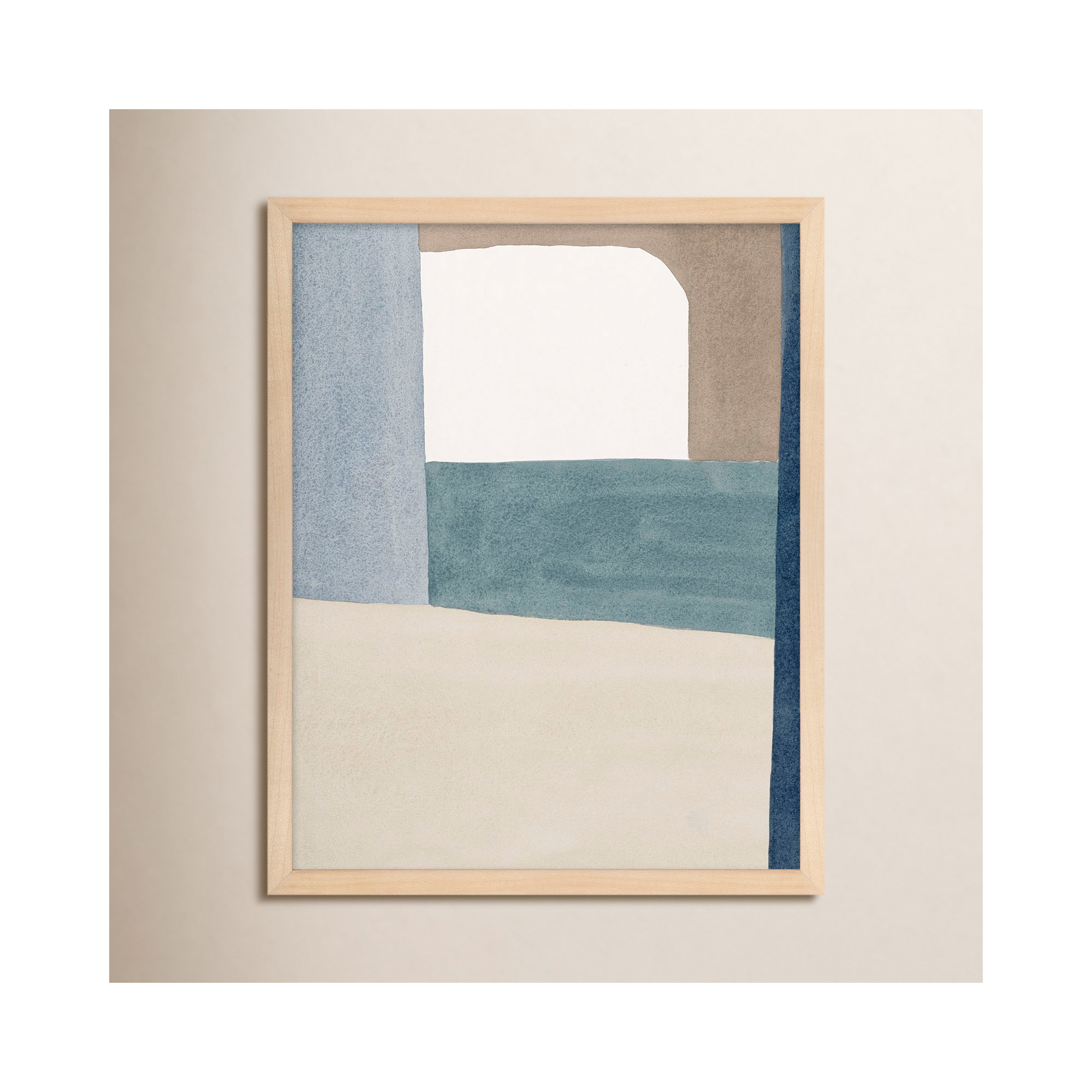 The Balance Of Taupe And Indigo 1 by Julia Balfour, White Frame Paper, 25" x 20" x 1.25"