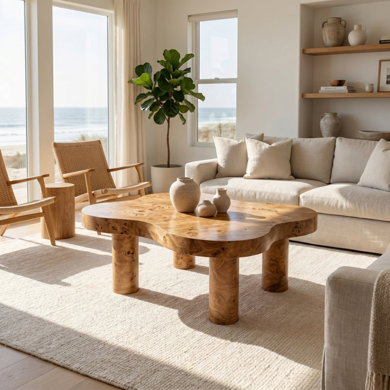 Cloud Shaped Coffee Table, Natural Wood