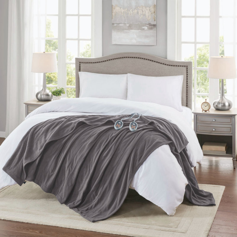 Heated Throw Blanket, Queen, Gray