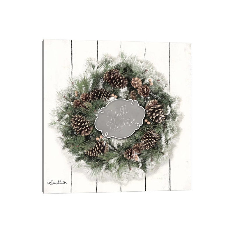 Hello Winter Wreath by Lori Deiter - Wrapped Canvas Print, 30.48 cm H x 30.48 cm W