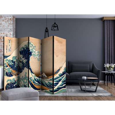 Gause 225 cm W x 172 cm H 5 - Panel Solid Wood Folding Room Divider