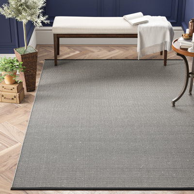 Cayman Geometric Handwoven Cotton Ivory/Black Area Rug