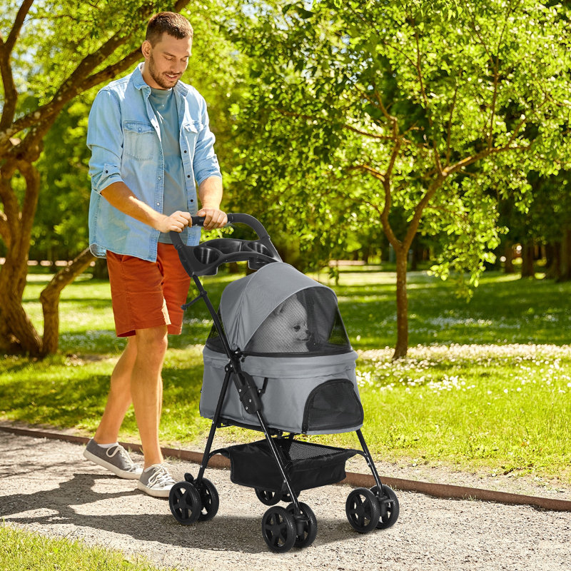 Clifton Foldable Pet Stroller, Black/Grey