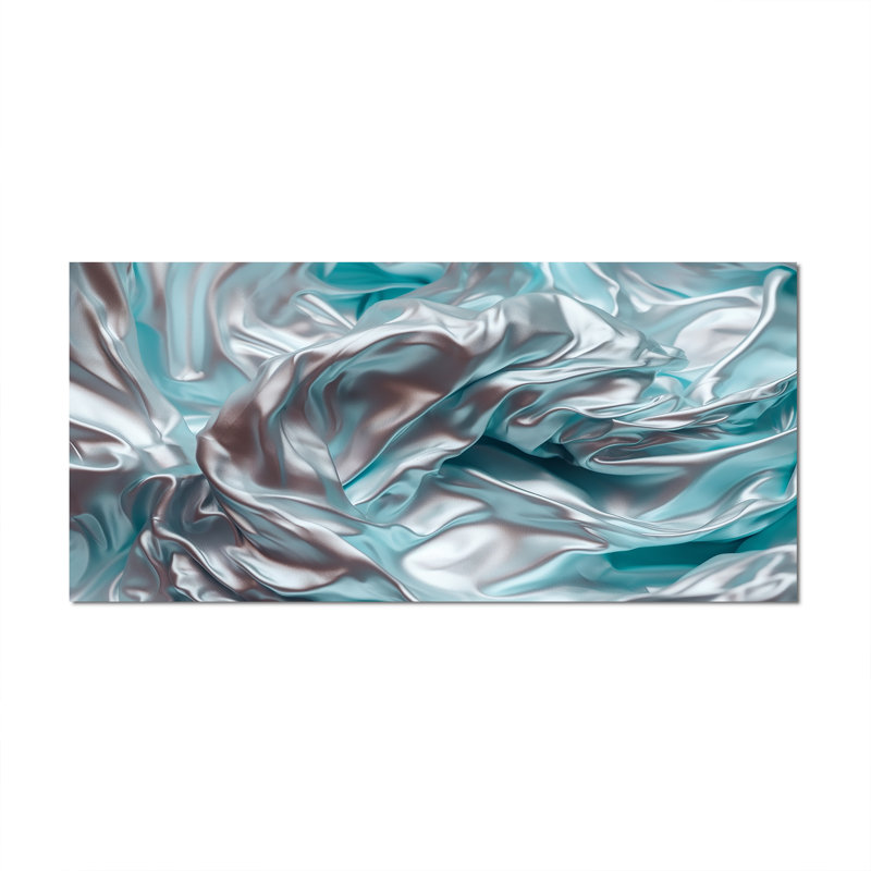 «Silver Blue Dancing Colors», impression sur toile de marbre abstrait, Toile tendue, H 28 po x l 60 po x P 1,5 po