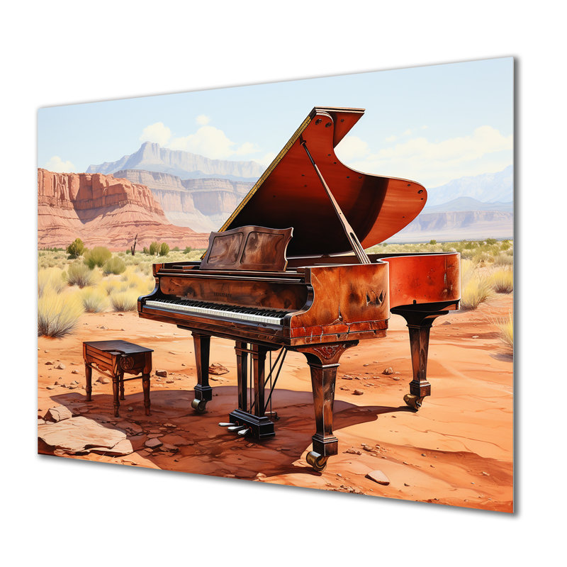 Desert Piano Melody I - Piano Metal Wall Art, 24" H x 32" W x 1" D