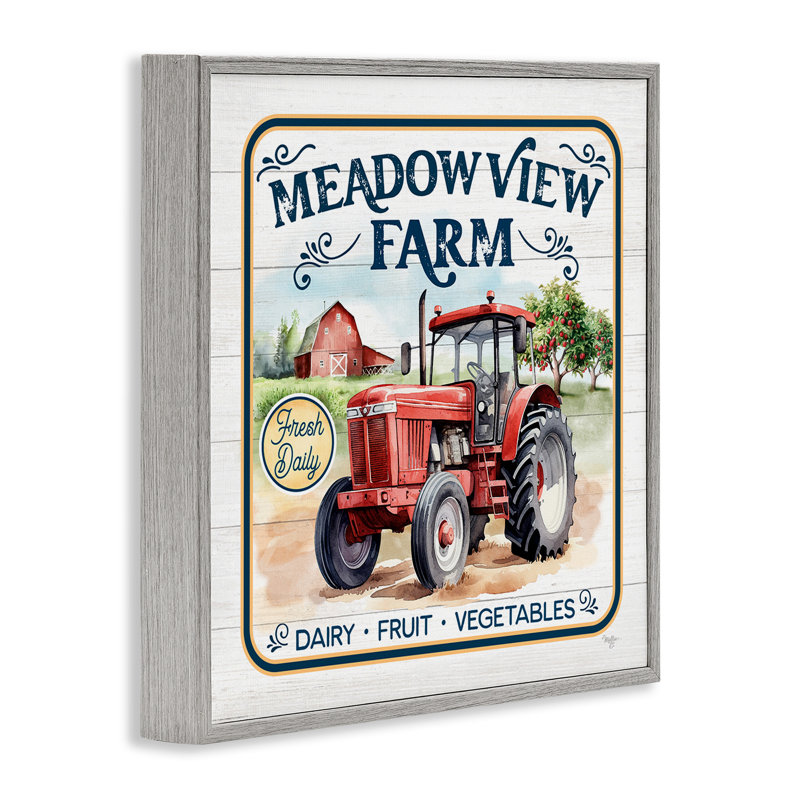 Meadowview Farm Tractor White Framed Giclee Art by Mollie B., H 24 po x l 24 po, Estampe numérique Farmhouse