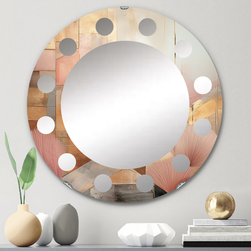 Encian - Miroir mural rond moderne, 24 po x 24 po