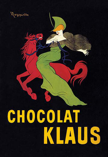 « chocolat klaus » par leonetto, cappiello affiche affiche rétro, H 42 po x l 28 po x P 1,5 po