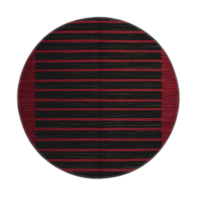 Tapis intérieur / extérieur brun HorizontalStripes, Rond 5 pi