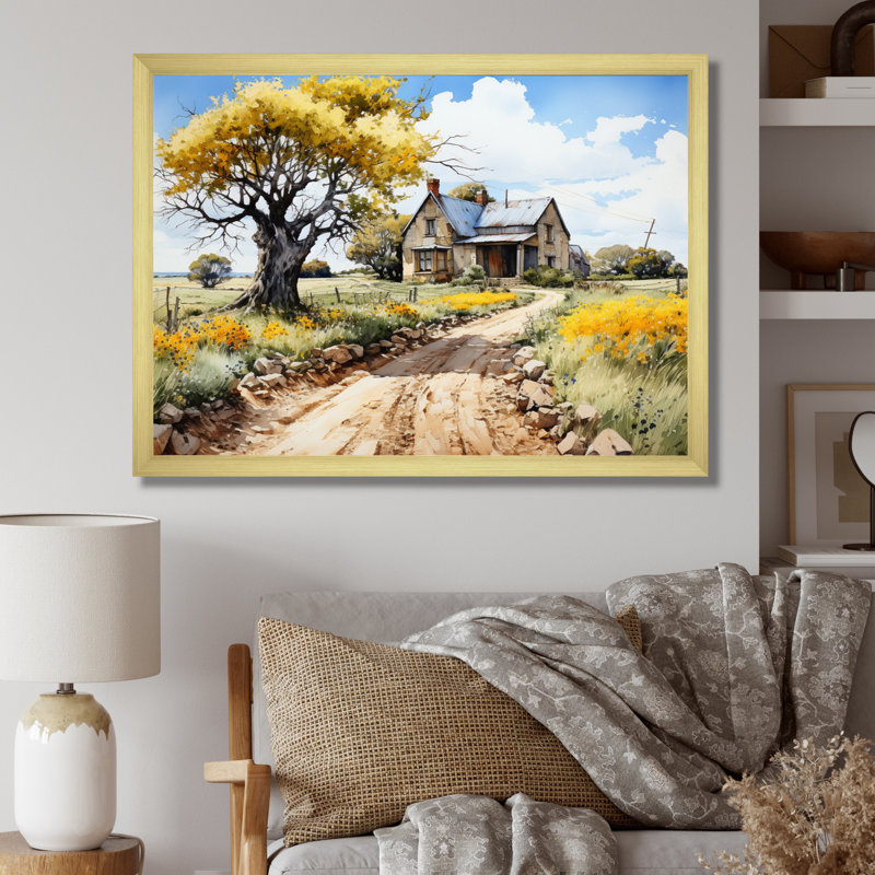 «Farmhouse Country Elegance II», reproduction sur toile, Encadrement doré, H 34 po x l 44 po x P 1,5 po