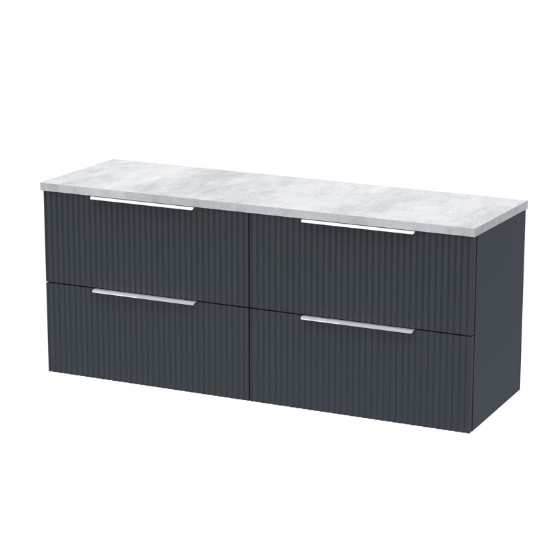 Fluted 121.5cm Double Bathroom Vanity Base Only, Soft Black