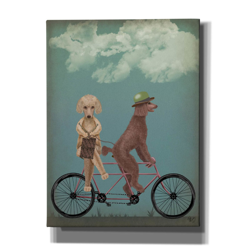 «Poodle Tandem» par Fab Funky - impression sur toile tendue, H 54 po x l 40 po x P 1,5 po