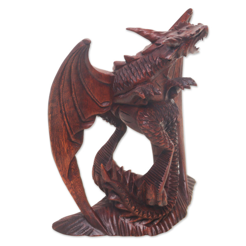 Figurine en bois dragon gallant