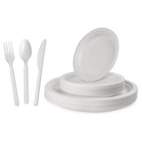 Compostable Disposable Paper Plates Combo and Utensil Set - 25 Sets