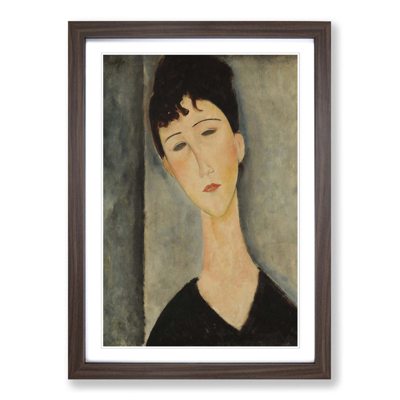 Portrait (2) by Amedeo Modigliani - Framed Print, Walnut