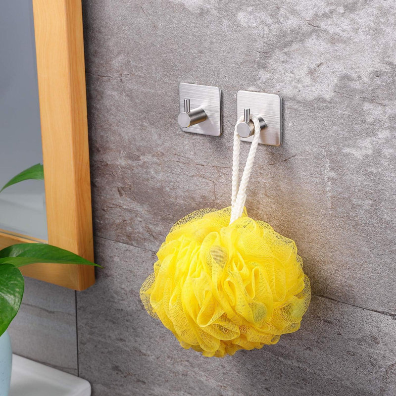 Barre à serviettes - Porte-serviettes de salle de bain auto-adhésif avec 2 paquets de crochets à serviettes, ensemble d'accessoires de quincaillerie de salle de bain en acier inoxydable, sans perçage