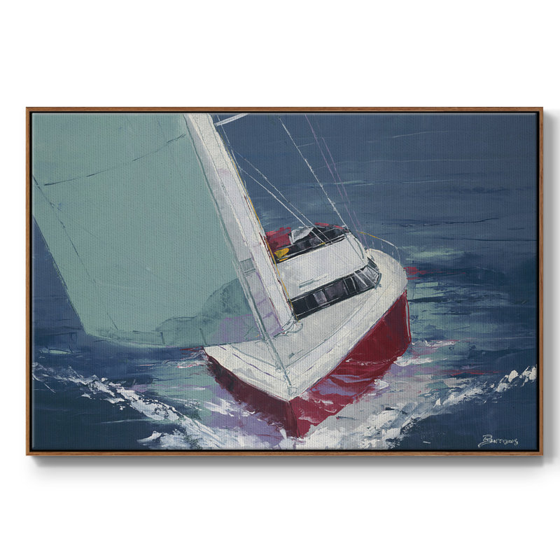 Day Sailing, reproduction d'art sur toile, H 27 po x l 41 po x P 2 po, Toile encadrée noyer flottant