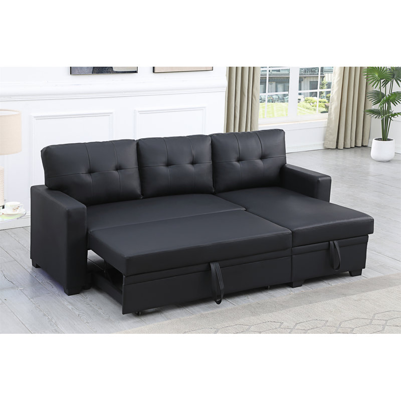 Upholstered Pull Out Sectional Sofa With Chaise