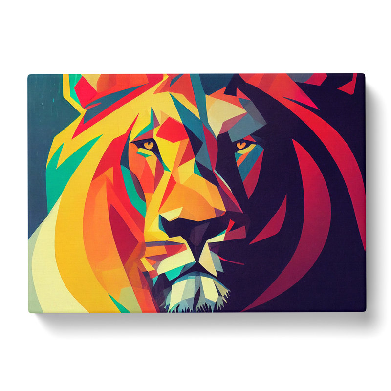 A Lion In Abstract - Wrapped Canvas