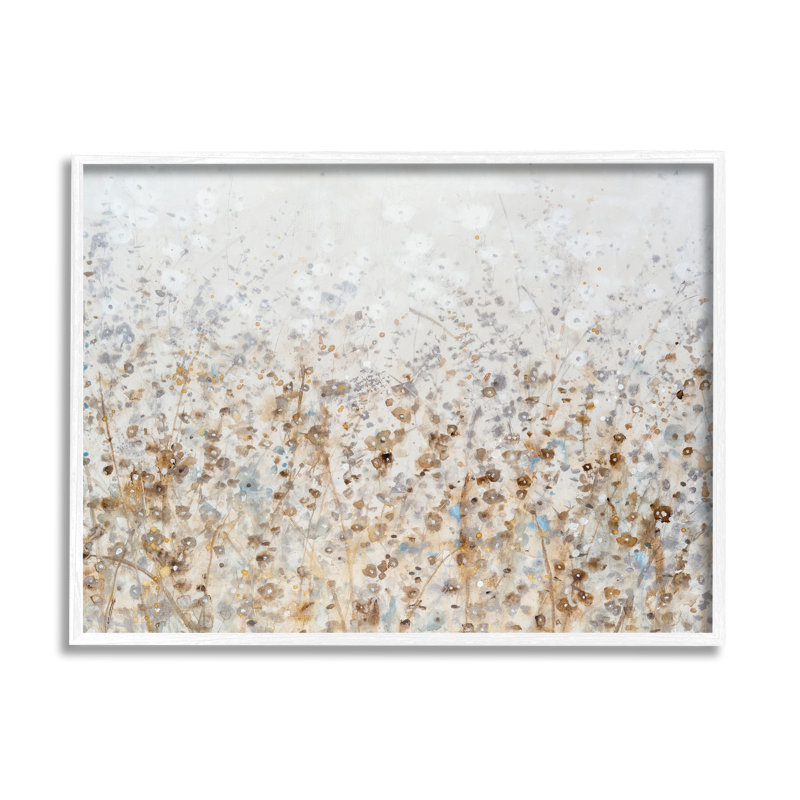 Paysage botanique moderne encadré sur bois, Estampe numérique encadrée blanc bord de mer, H 11 po x l 14 po x P 1,5 po