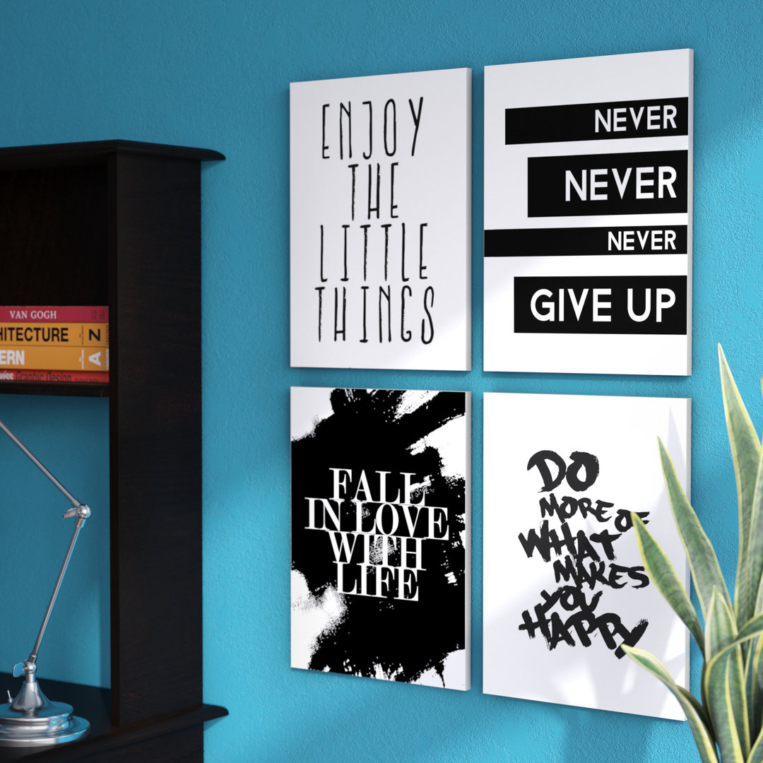 Inspirational - 4 Piece Textual Art Print Set on Wood (Set of 4) Wade Logan®