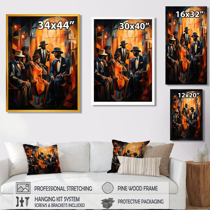 Reproduction d'art sur toile Hundson Jazz Harlem Renaissance V - African American, H 32 po x l 24 po, Blanc