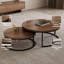 Nesting Coffee Tables Set of 2, Round Walnut & Black Metal Frame, Modern End Tables for Small Spaces, Living Room, Apartment (80 & 60cm)
