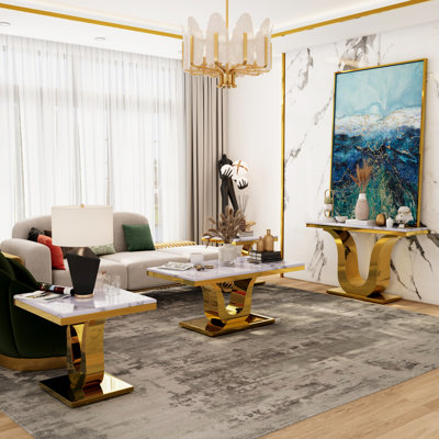 3 Piece White Living Room Table Set Of 3
