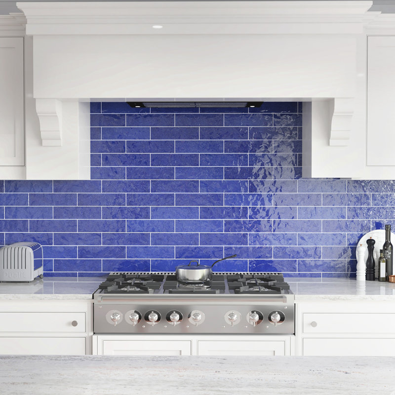 Viva Antic 3" x 12" Ceramic Subway Tile, Blue
