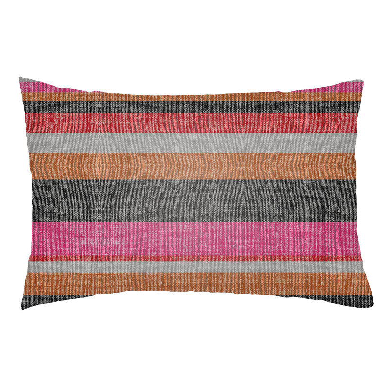 Lolita Lilac Indoor/Outdoor Lumbar Pillow, Hot Pink/Poppy Red