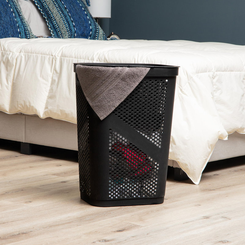 Plastic Laundry Hamper with Handles, Black